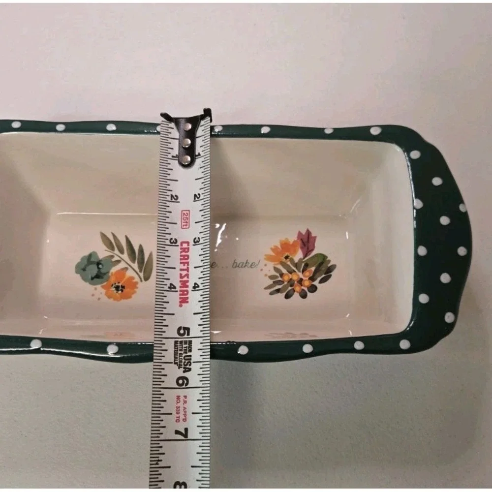 Pioneer Woman Ceramic Loaf Pan Teal Polka Dot‎ 